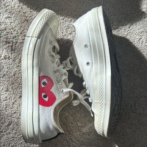 Converse Kids White Sneakers with Red Accent